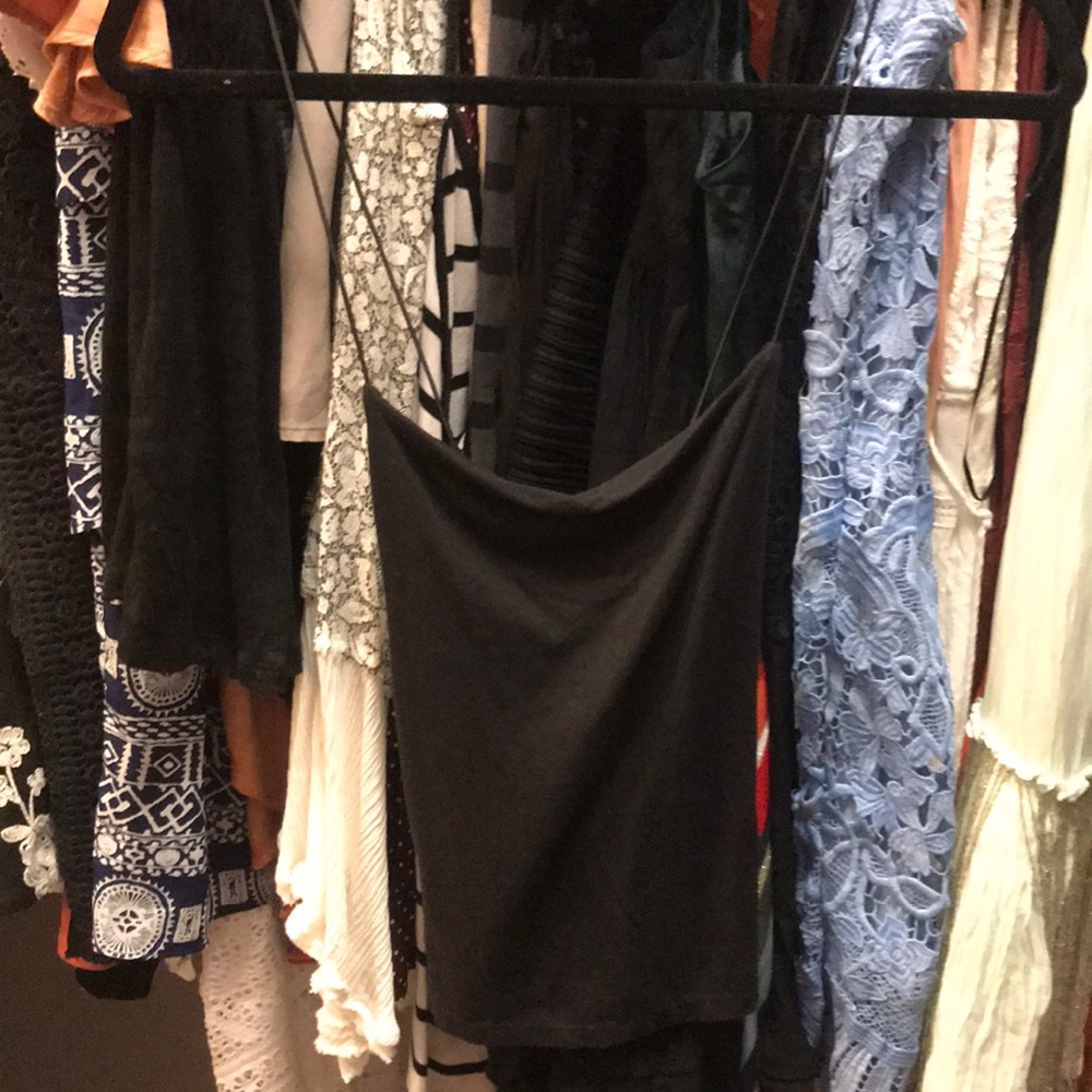 Black strappy open back top